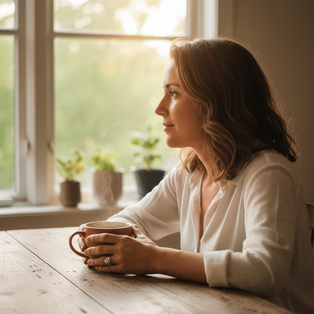 Woman in moment of calm reflection